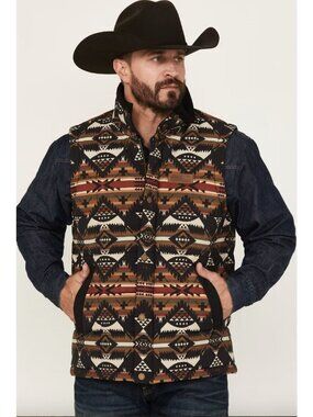 Pendleton Men's Cody Quilted Puffer Vest Size XL Classic Print Nehalem Tan